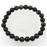 Mahogany Obsidian Beads bracelet, round, stretchy, approx 8mm, 60mm dia