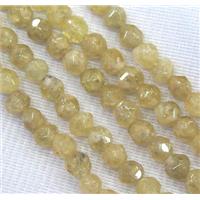natural Yellow Garnet Beads, faceted freeform, approx 6mm dia