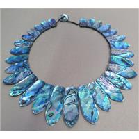 Paua Abalone shell necklace collar, approx 30-65mm