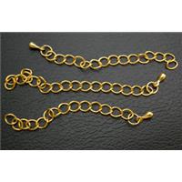 Stainless Steel Necklace Extender chain, shortener, Gold Plated, approx 5cm length, loop:4.3x5mm