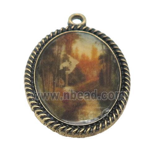 Tibetan Style Zinc Pendant Antique Bronze