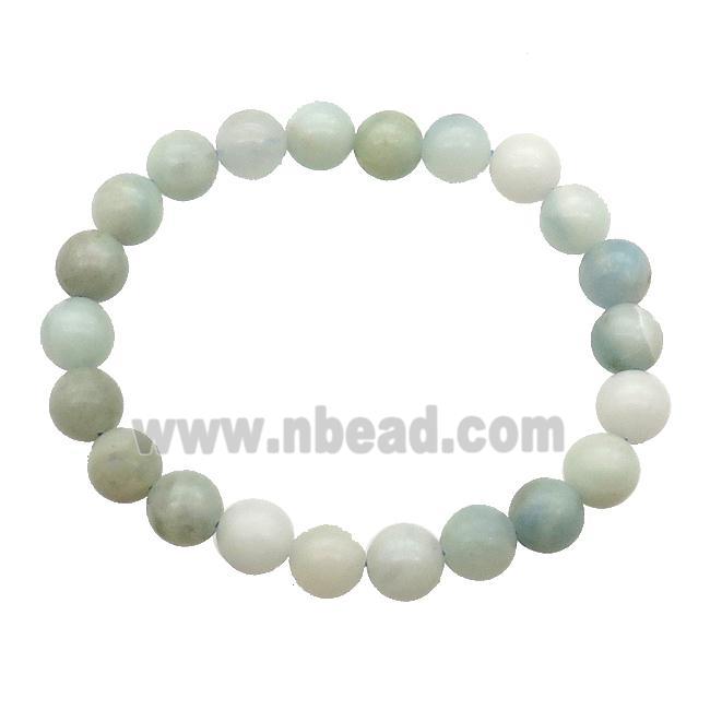 Chinese Aquamarine Bracelet Stretchy Round