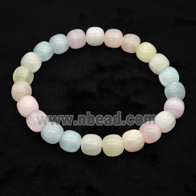 Selenite Bracelet Stretchy Barrel Multicolor