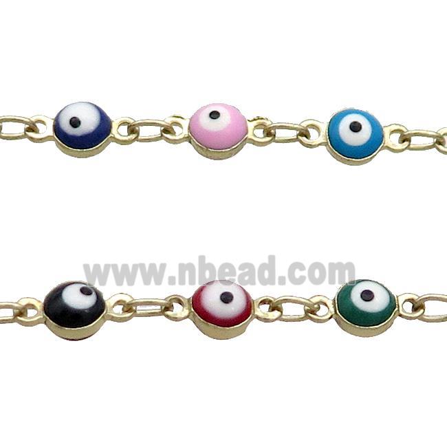 Copper Chain Multicolor Enamel Evil Eye Gold Plated