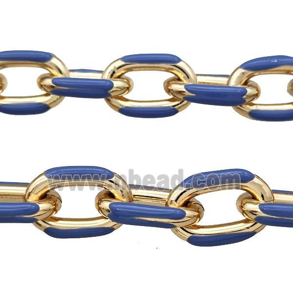 Aluminium Rolo Chain Blue Enamel Gold Plated