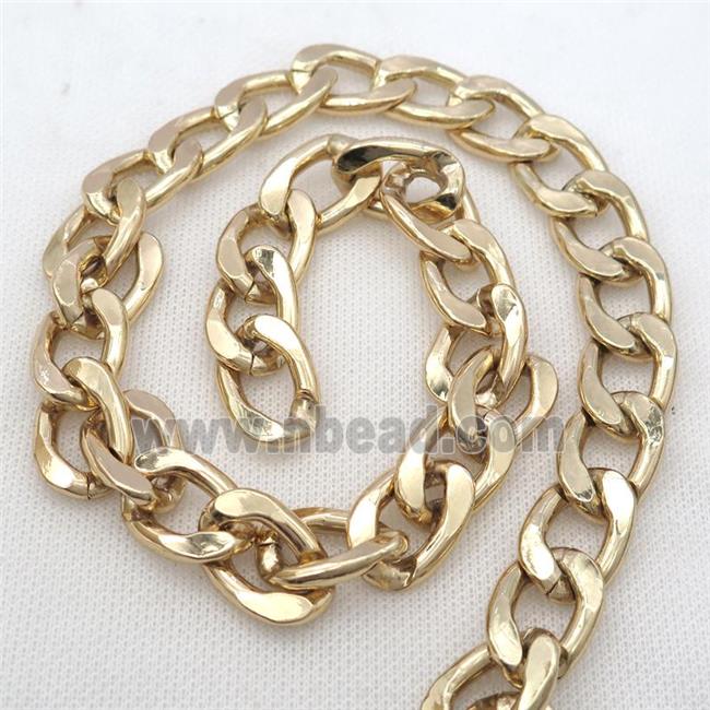 Aluminum curb chain, gold plated