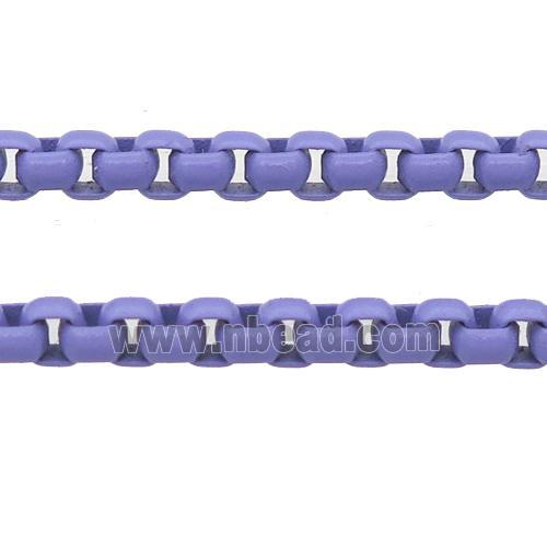 stainless Iron Box Chain with fire lavender lacquered