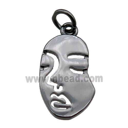 copper face charm pendant, black plated