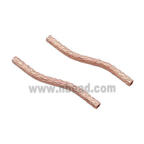 Copper Bend Tube Beads Rose Gold