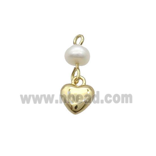 Copper Heart Pendant With Pearl Gold Plated