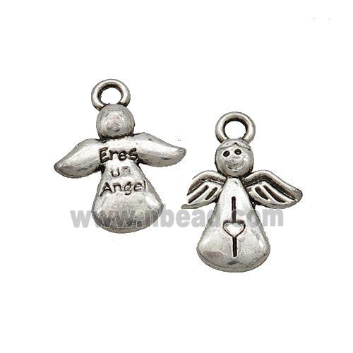 Tibetan Style Zinc Angel Charm Pendant Antique Silver