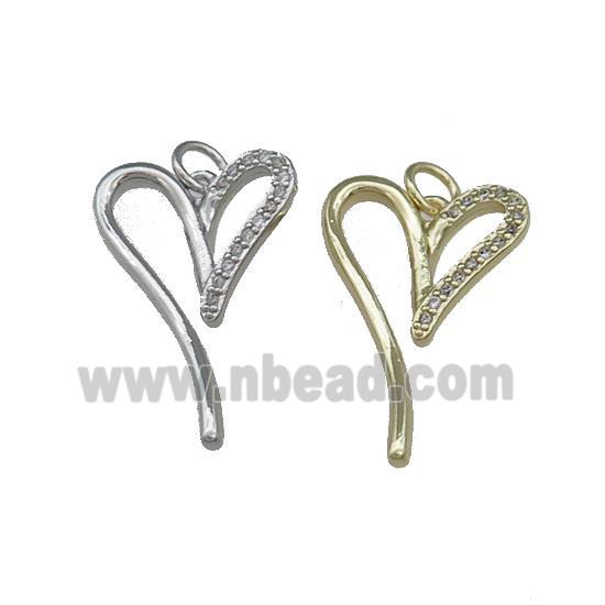 Copper Heart Pendant Pave Zircon Mixed