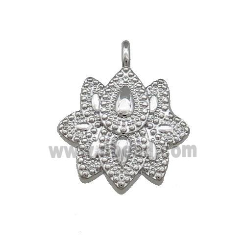 Copper Flower Pendant Platinum Plated