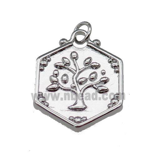 Copper Tree Pendant Platinum Plated