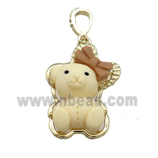 Khaki Resin Dog Pendant Gold Plated