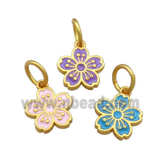 Copper Flower Pendant Cloisonne 18K Gold Plated Mixed