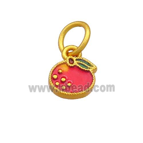 Copper Apple Pendant Multicolor Cloisonne 18K Gold Plated