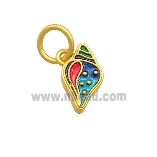 Copper Pendant Ice Cream Multicolor Cloisonne 18K Gold Plated