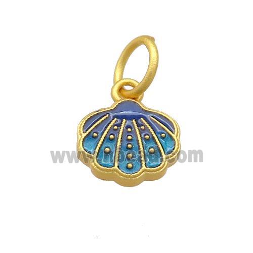 Copper Shell Pendant Multicolor Cloisonne 18K Gold Plated