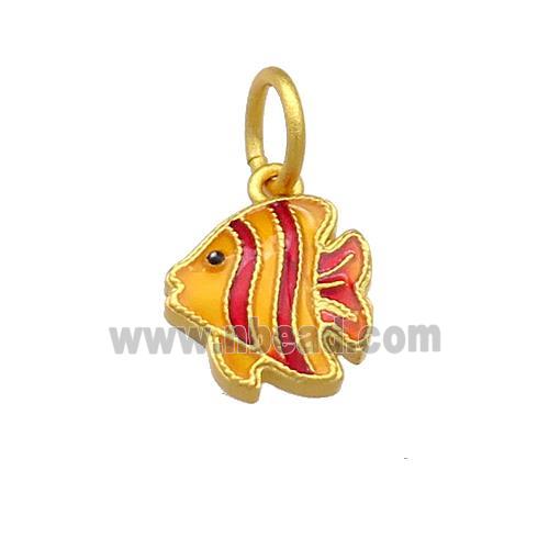 Copper Fish Pendant Multicolor Cloisonne 18K Gold Plated