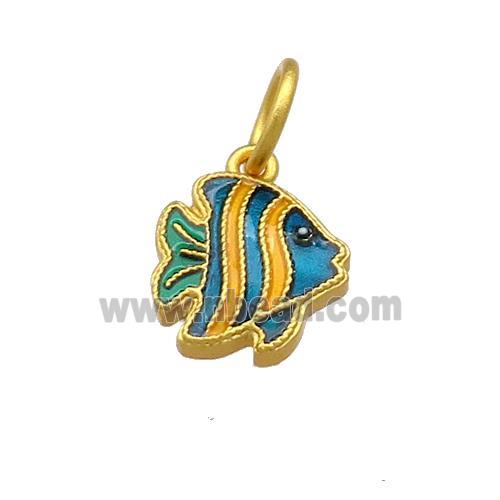 Copper Fish Pendant Multicolor Cloisonne 18K Gold Plated