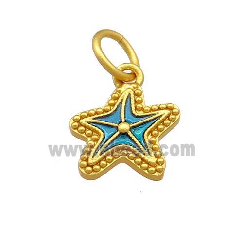 Copper Starfish Pendant Multicolor Cloisonne 18K Gold Plated