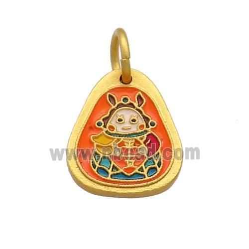 Copper Girls Pendant Multicolor Cloisonne 18K Gold Plated