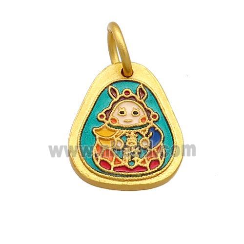 Copper Girls Pendant Multicolor Cloisonne 18K Gold Plated