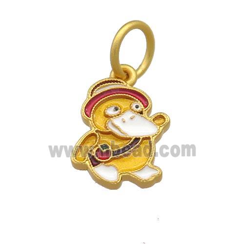 Copper Duck Charms Pendant Multicolor Cloisonne 18K Gold Plated