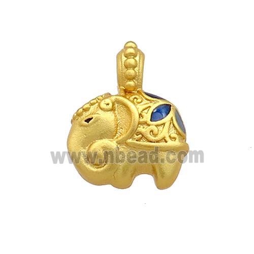 Copper Elephant Pendant Cloisonne 18K Gold Plated