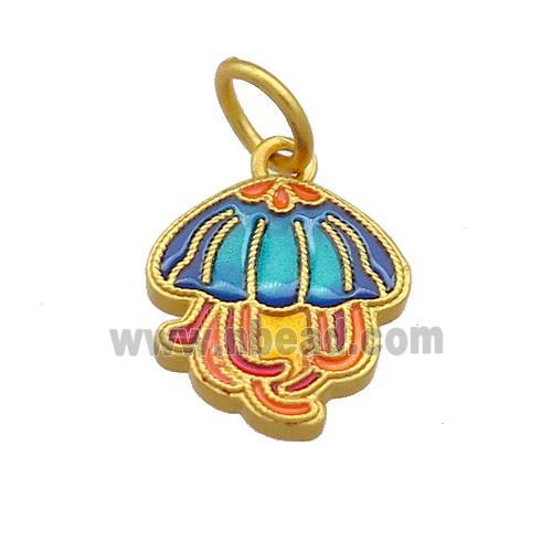 Copper Jellyfish Charms Pendant Multicolor Cloisonne 18K Gold Plated