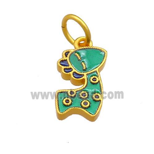 Copper Deer Pendant Red Cloisonne 18K Gold Plated