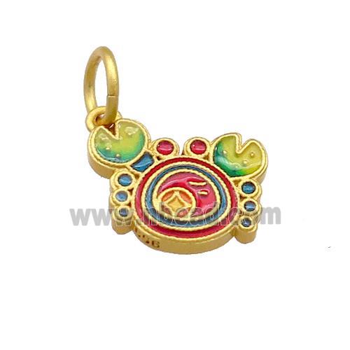 Copper Crab Pendant Multicolor Cloisonne 18K Gold Plated