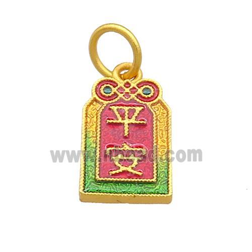 Copper Apple Pendant Multicolor Cloisonne 18K Gold Plated