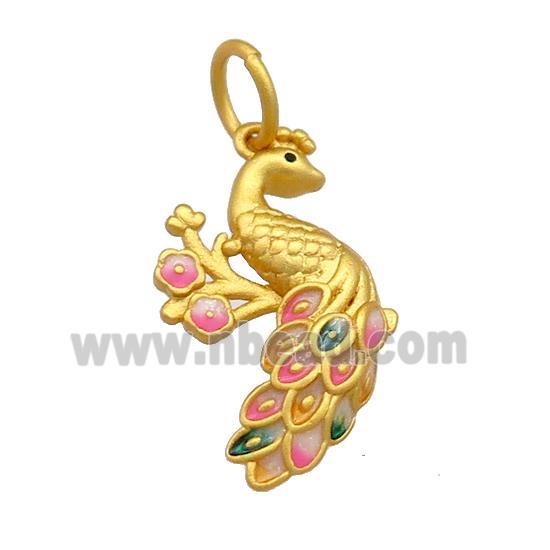 Copper Phoenix Pendant Multicolor Cloisonne Unfade 18K Gold Plated