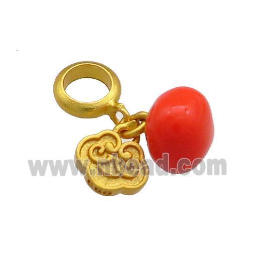 Copper Tomato Charms Pendant Red Enamel 18K Gold Plated