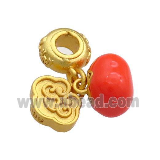 Copper Tomato Charms Pendant Red Enamel 18K Gold Plated