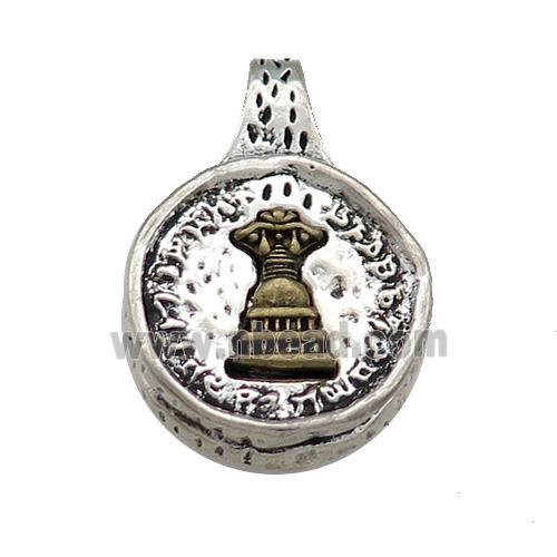 Tibetan Style Copper Circle Pendant Women Antique Silver Bronze