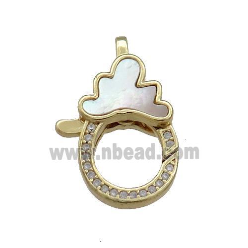 Copper Lobster Clasp Pave Shell Zircon 18K Gold Plated