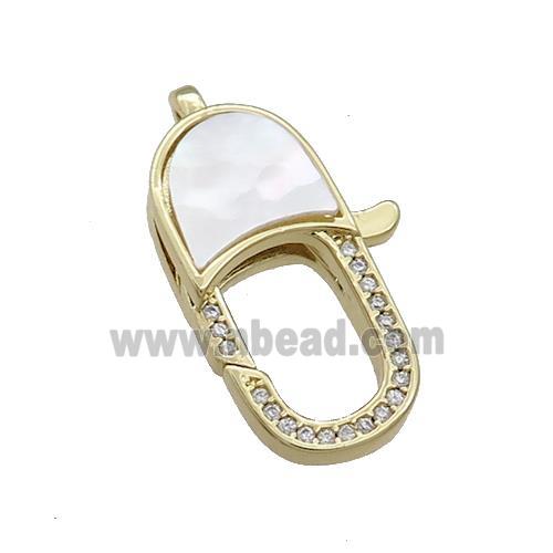 Copper Lobster Clasp Pave Shell Zircon 18K Gold Plated