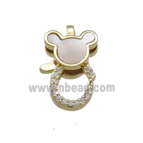 Copper Lobster Clasp Pave Shell Zircon 18K Gold Plated