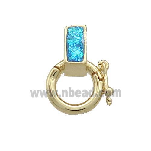 Copper Bail Pave Blue Fire Opal 18K Gold