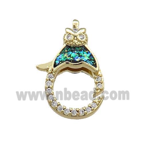 Copper Lobster Clasp Pave Fire Opal Zircon 18K Gold