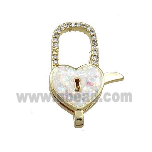 Copper Lobster Clasp Pave Fire Opal Zircon Lock 18K Gold