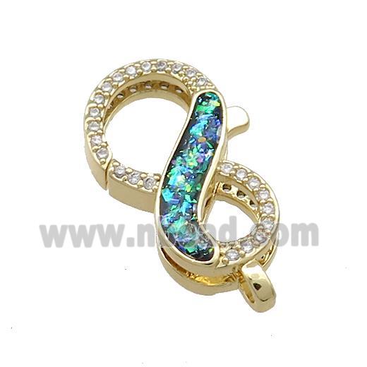 Copper Lobster Clasp Pave Fire Opal Zircon 18K Gold