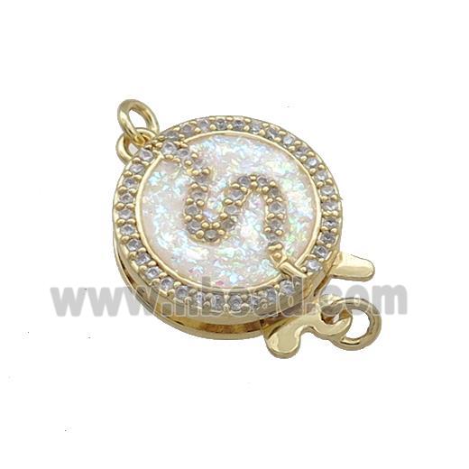 Copper Slide Clasp Pave Fire Opal Zircon Snake 18K Gold