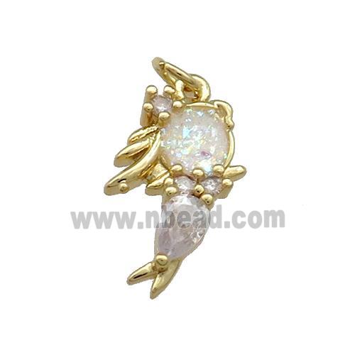 Copper Kids Pendant Pave Fire Opal Zircon 18K Gold