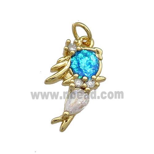 Copper Kids Pendant Pave Fire Opal Zircon 18K Gold