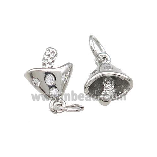 Copper Mushroom Pendant Pave Zircon Platinum Plated