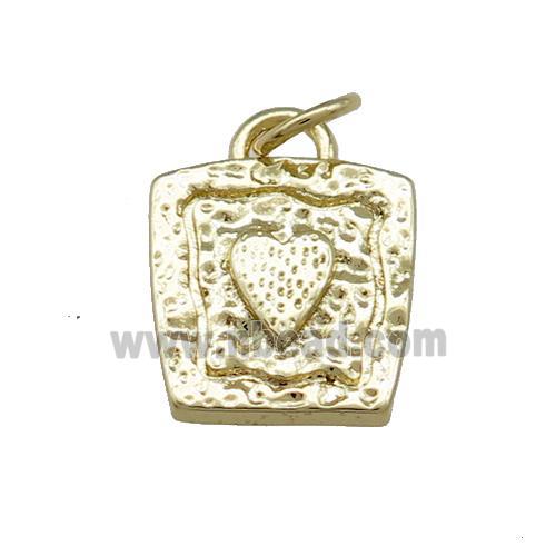 Copper Square Heart Pendant Gold Plated